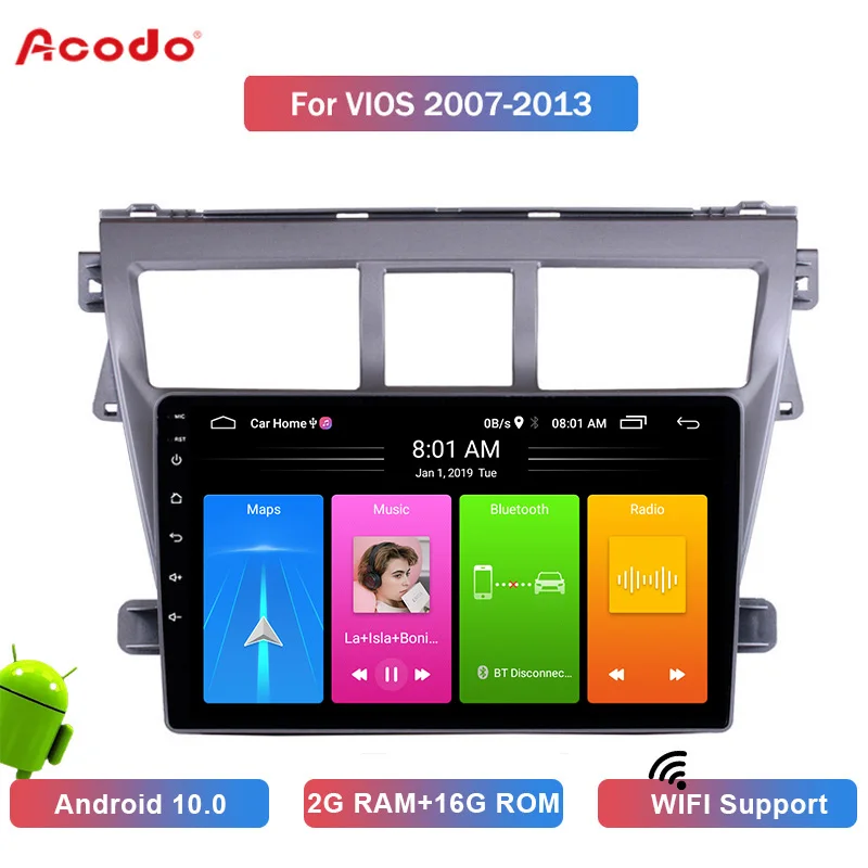 

ACODO 2+16G Android 10.0 Car Radio Multimedia Player For Toyota VIOS 2007-2013 Navigation GPS 2 din