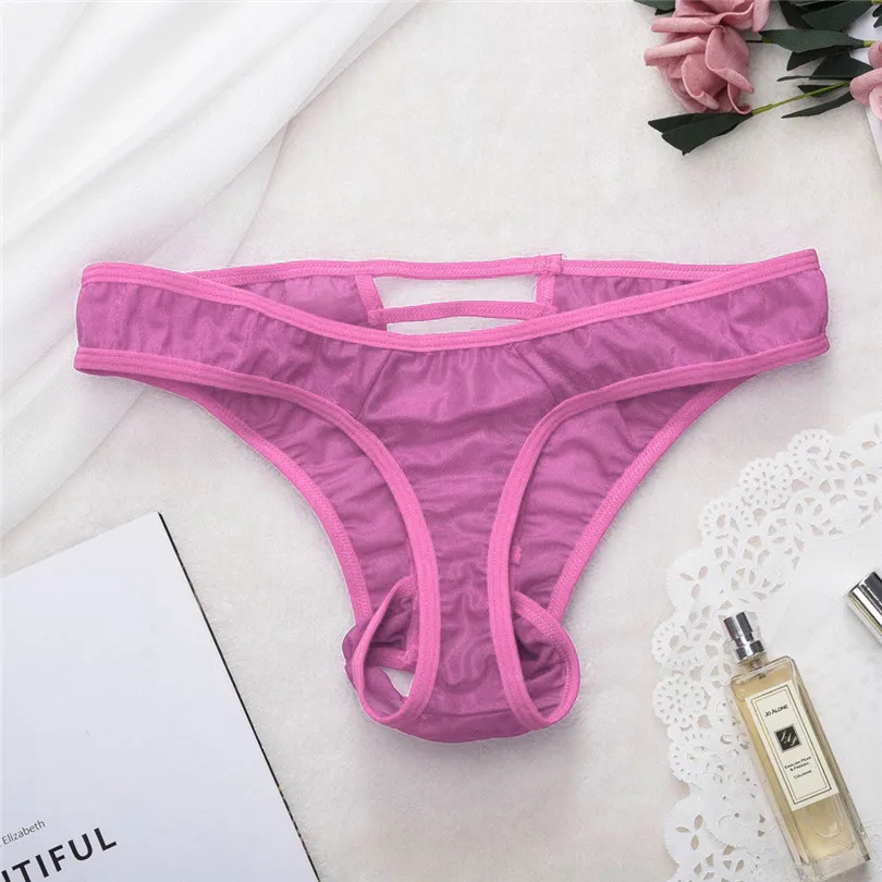 sexy panties Fashion Men's panties Underwear Sexy Full lace Strap glass yarn string thong T pants Underpants Lingerie #3O11 (21)