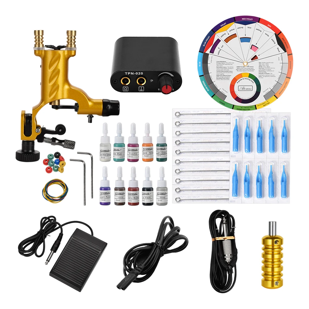 Professional Ensemble A Tatouer Professionnelle Tatouage Professionnel Herramientas De Maquina Profesional Kalici Makyaj Pedal - Цвет: Gold
