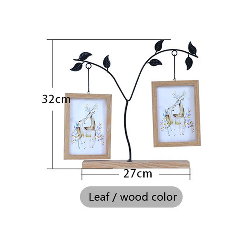Leaf wood 6-дюймовый висит двухсторонняя рамка для фотографии для дома кадры таблицы Nordic геометрический металлические шаблоны стеклянная для фотографии с деревянным каркасом и мы вышлем вам фото - Цвет: Leaf wood