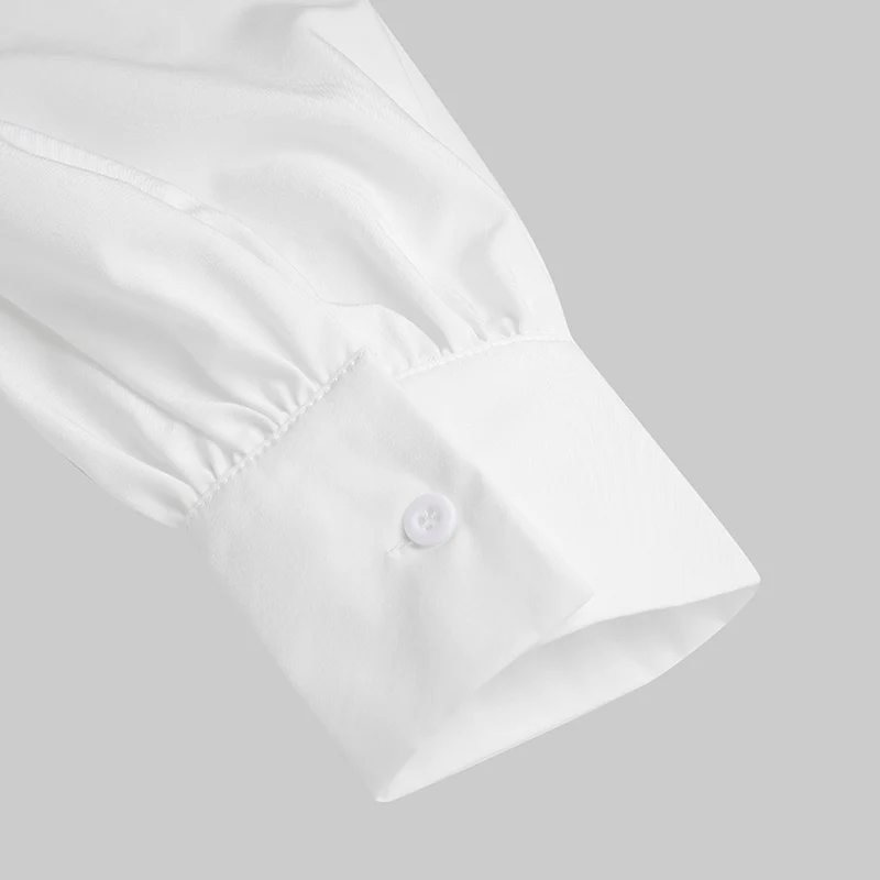 Модная женская блузка с рукавом-фонариком, Ассиметричная Туника, топы, сексуальные топы с v-образным вырезом, повседневные свободные офисные женские рубашки с поясом, Blusas 7