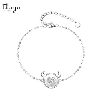 

Thaya Real S925 Silver Chain Bracelet 19cm Black Hand Strap Bracelet Chains Women Bracelet Couple Christmas Gift Fine Jewelry