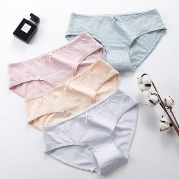 

Wasteheart Women Fashion Cotton Bow Low Waist Panties Women Underwear Lingerie Women Briefs 5 Pieces 5 Color M L XL Plus Size