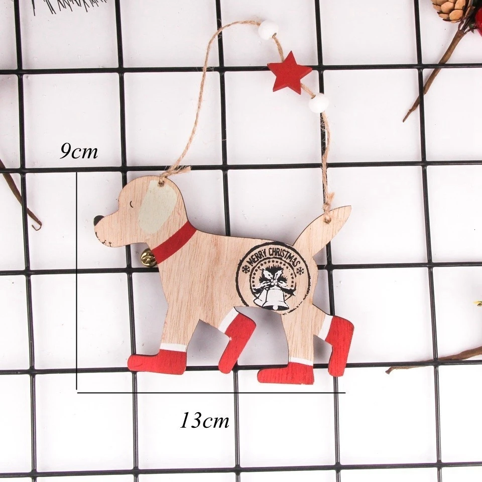 A 1 шт. DIY Милая висячая шляпа собака деревянные Рождественские Подвески с собаками украшения для рождественской елки детский подарок деревянные поделки украшение для рождественской вечеринки - Цвет: A