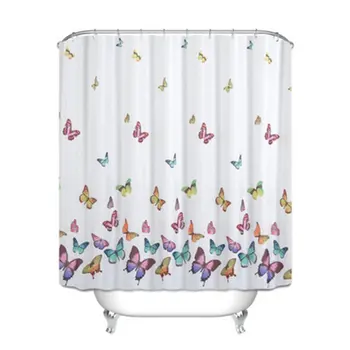 

Multicolored Butterflies Curtain Polyester Fabric Waterproof Shower Curtain Simple Printed Polyester Waterproof Shower Curtain