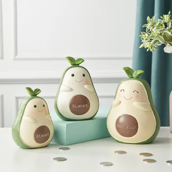 

Creative Resin Avocado Piggy Bank Modern Home Decoration Accessories Study Desk Countertop Small Ornaments Kids Gifts