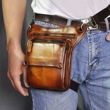 Мужская повседневная серая маленькая сумка-мессенджер из натуральной кожи Crazy Horse, поясная сумка на ремне, мужская сумка 211-4-g