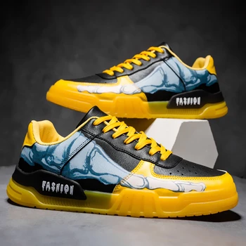 

2020 new men's shoes Halloween joint graffiti board shoes men's trend take all kinds of small white shoes sports leisure shoes