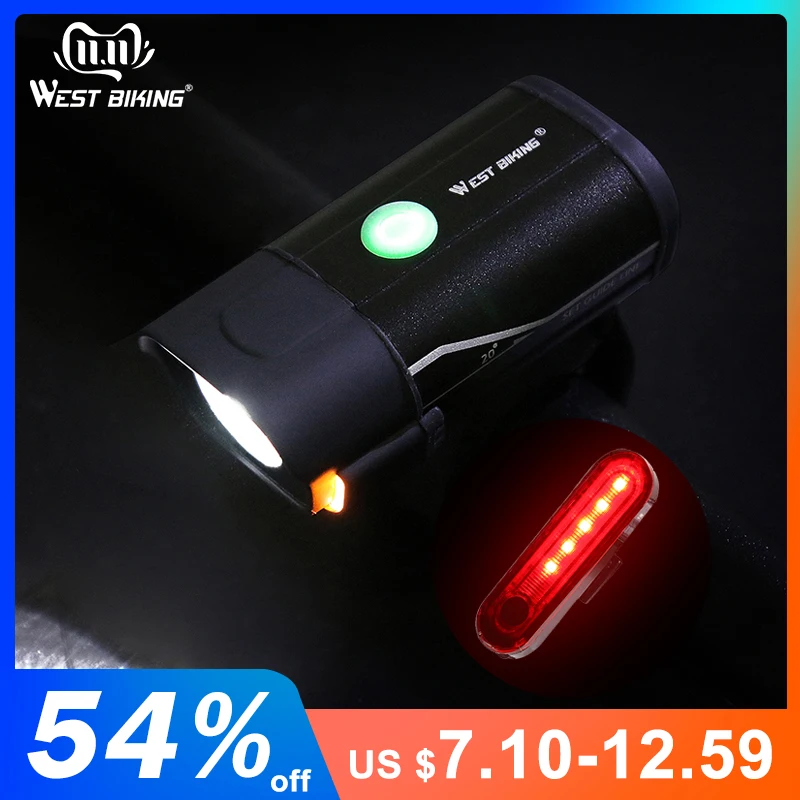 Best WEST BIKING Bicycle Light L2 LED USB Rechargeable Bike Headlamp 5 modes Cycling Handlebar Safety Flashlight With Warning Light 0