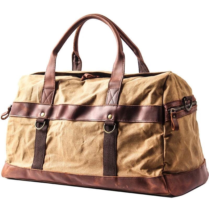 Canvas and Leather Cabin Travel Bag, Vintage Style 55cm