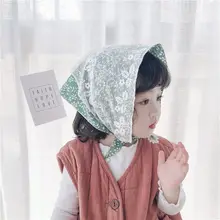 Детские кружевные шарфы для маленьких девочек, треугольный шарф с цветочным принтом, шейный платок, платок, 517D