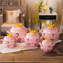 Мультяшная керамическая кастрюля Маленькая свинья Высокая термостойкая кастрюля свинья керамическая кастрюля для супа тушеная кастрюля керамическая тушеная кастрюля