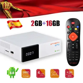 

Android TV BOX, GTMEDIA GTC, DVB-S2 / T2 / Cable / ISDBT, Amlogic S905D, 2GB 16GB, HD 1080P 4K 3D H.265 Wifi, compatible con