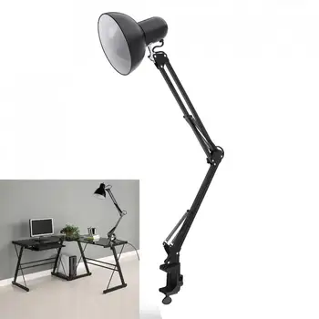 Billige Schwarz Flexible Schaukel Arm Clamp Montieren Lampe Büro Studio Home Tisch Schreibtisch Licht