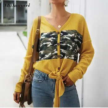 

2019 Autumn Fashion Knitted Cardigan Women Long Sleeve Camouflage Streetwear Female Punk Sweater women Knitwear Sueter Mujer