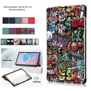 

Fashion Painted Case for Samsung Galaxy Tab S6 Lite 10.4 Case PU Leather Foldable Stand Cover P610 P615 SM-P610 Funda + film