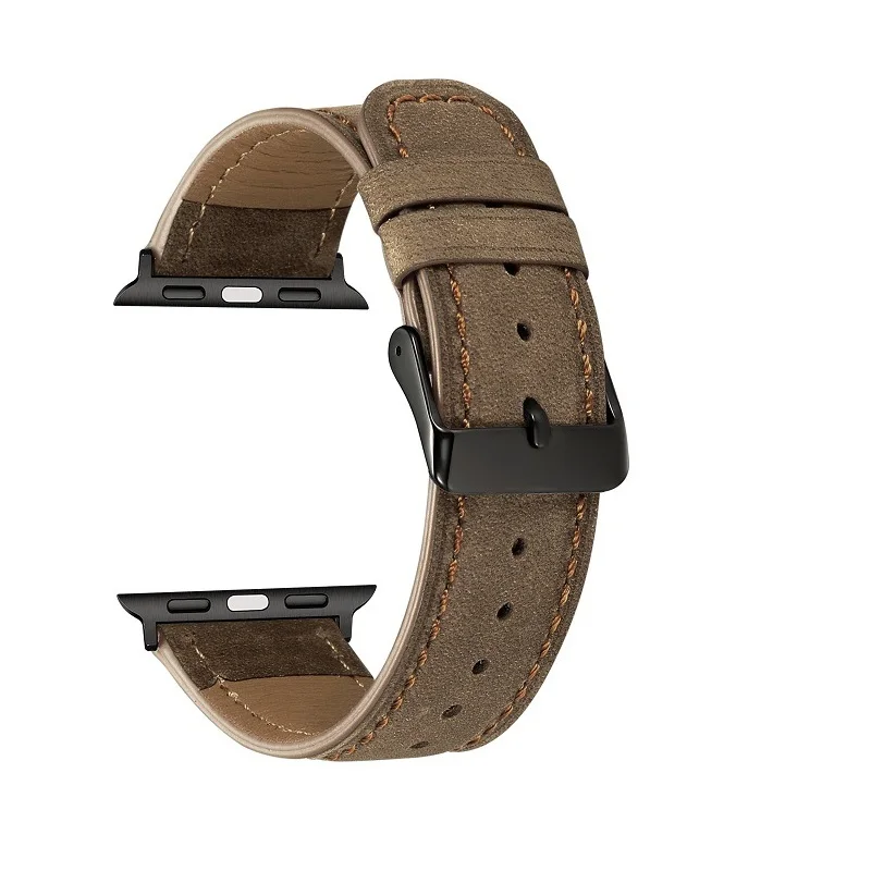 Браслет, совместимый с Apple Watch, ремешок correa 42 мм, 44 мм, кожаный ремешок для iwatch 5, ремешок с металлической пряжкой из нержавеющей стали