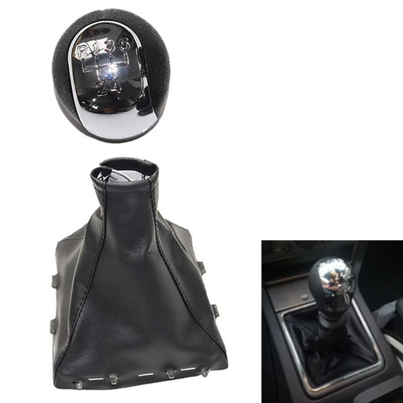 

Chrome & Leather Car Shift Gear Knob Lever Gaitor Boot Cove For Opel Vectra C 2002-2005