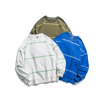 

2019 Autumn New Trend Korean Version Of The Round Neck Striped Print Loose Retro Wild Net Red Temperament Casual T-shirt