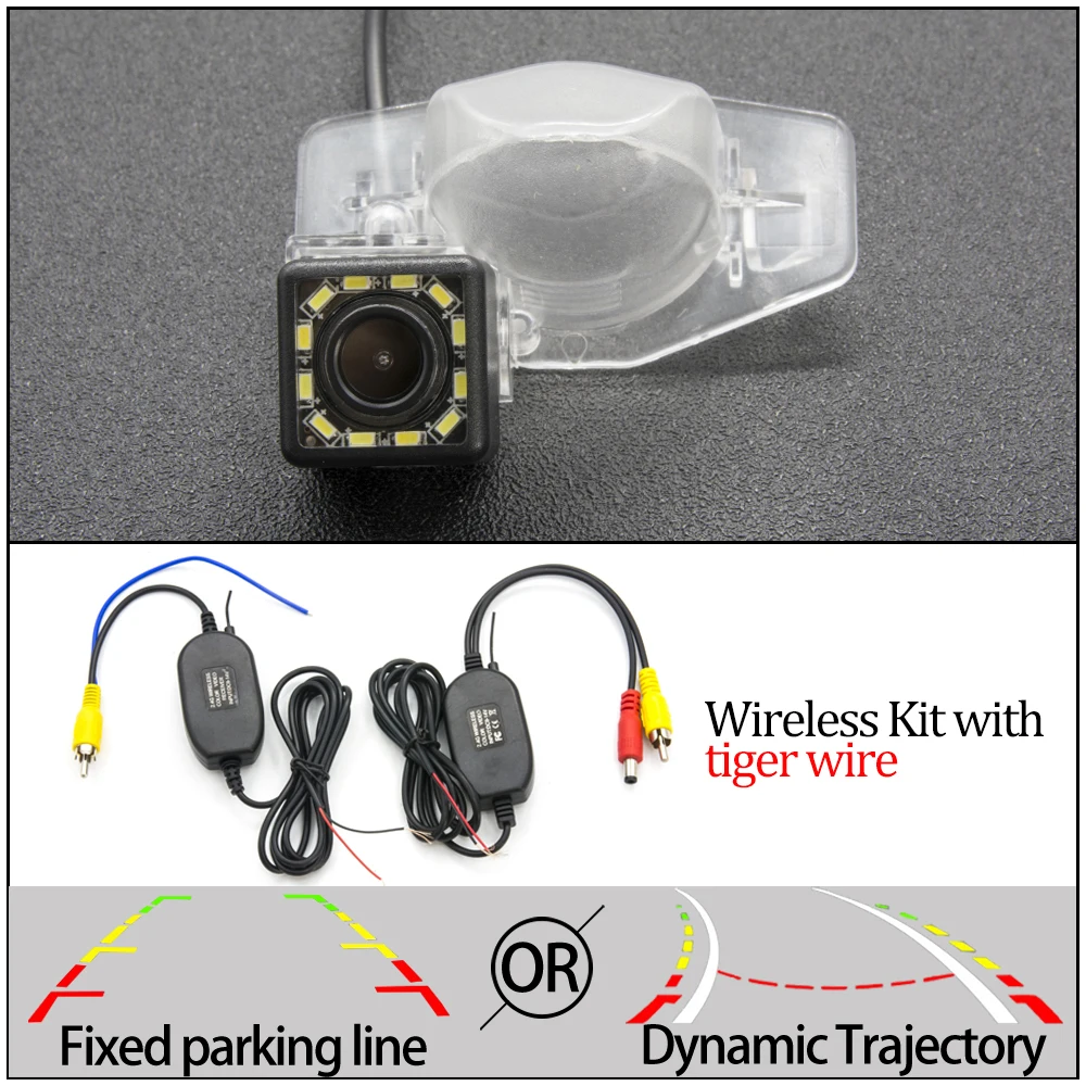 Фиксированная или динамическая траектория Автомобильная камера заднего вида для Honda Fit CRV Fit jazz Odyssey Accord Crosstour принадлежности для парковки автомобиля - Название цвета: 12LED And Wireless
