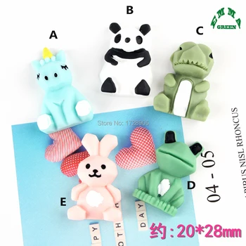 

Slime Charm Beads cute Animal Rabbit Toad Bear Unicorn Dinosaur 10pcs 28mm Resin Cabochon for DIY Phone Case Handmade Craft