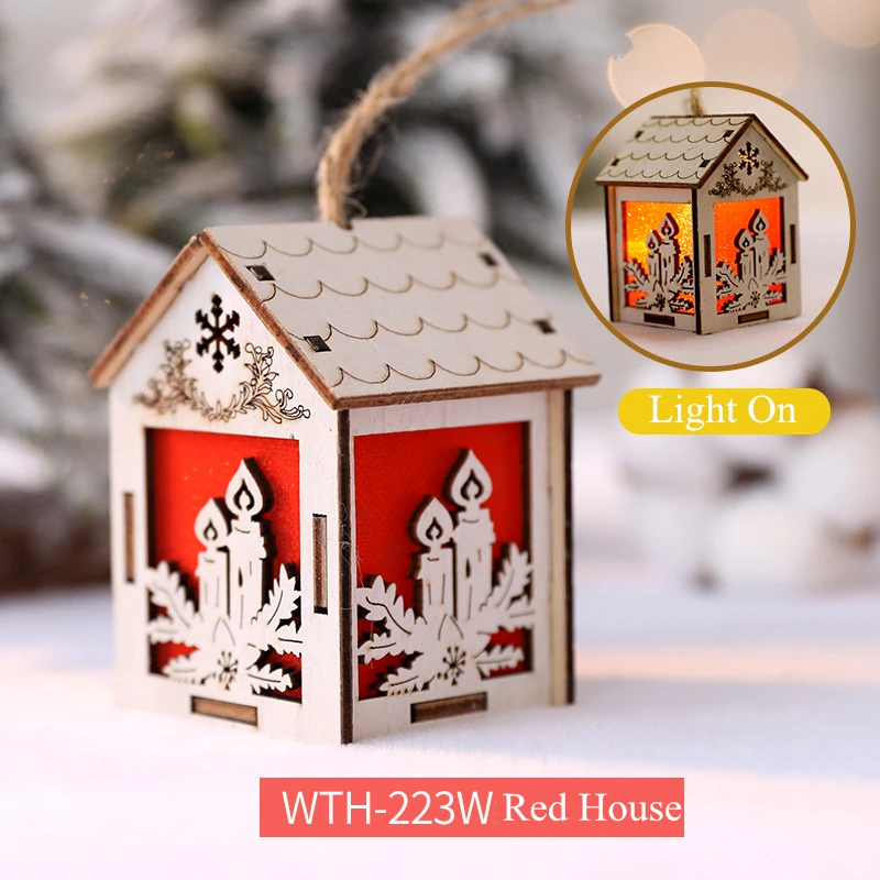 WTH-223W Navidad, Рождественская светящаяся кабина, сделай сам, инновационный Рождественский Снежный домик, светильник, деревянный домик, лампа, гирлянда, украшения - Цвет: WTH-223W