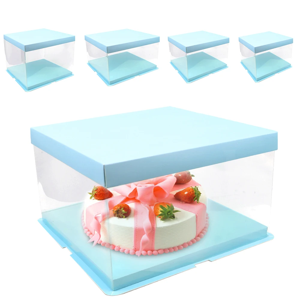 

NICEYARD Clear Gift Cupcake Box Transparent Square Cake Box PET Candy Cake Box Wedding Party Cake 1Pcs 6/8/10 inch