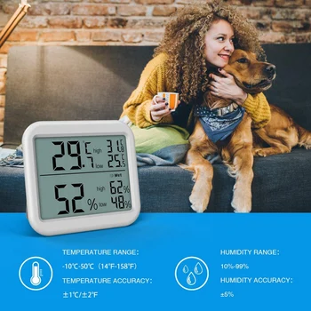 

Indoor Thermometer, Digital Hygrometer With Big Screen And Icon Display, Humidity Gauge Indicator Room Thermometer, High Accurac
