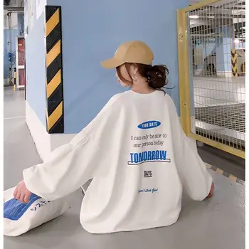 

Harajuku Loose Style Pink Sweatshirt Tops Women 2020 Korean Oversized Thin Long Sweatshirts Schoolgirl Streetwear Clothes