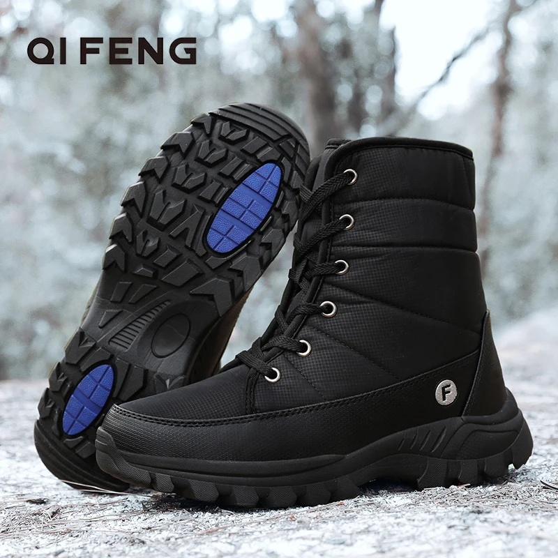 

Men Women Outdoor Warm Fur Hiking Boots Wear Resisting Trekking Shoes Waterproof Climbing Sneakers Plush Footwear Winter Boots