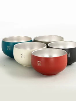 

Japan Style 316 Stainless Steel Bowl Double Layer Heat Insulation Bowl 12cm 135g Rice Bowl 1PCS