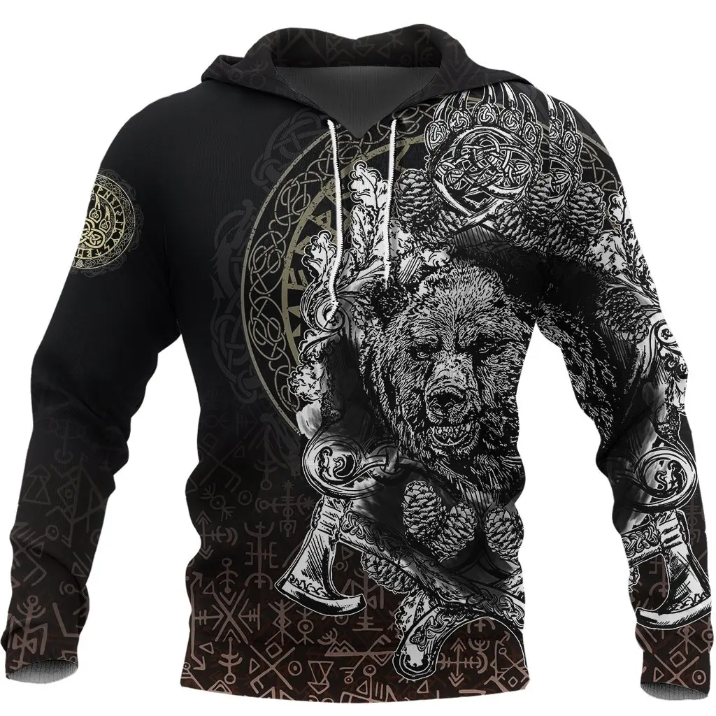 Tattoo Style Hoodie Bear Claws And Hammer 3D Printed Mens hoodies Unisex Sweatshirt Autumn Casual Streetwear DW766