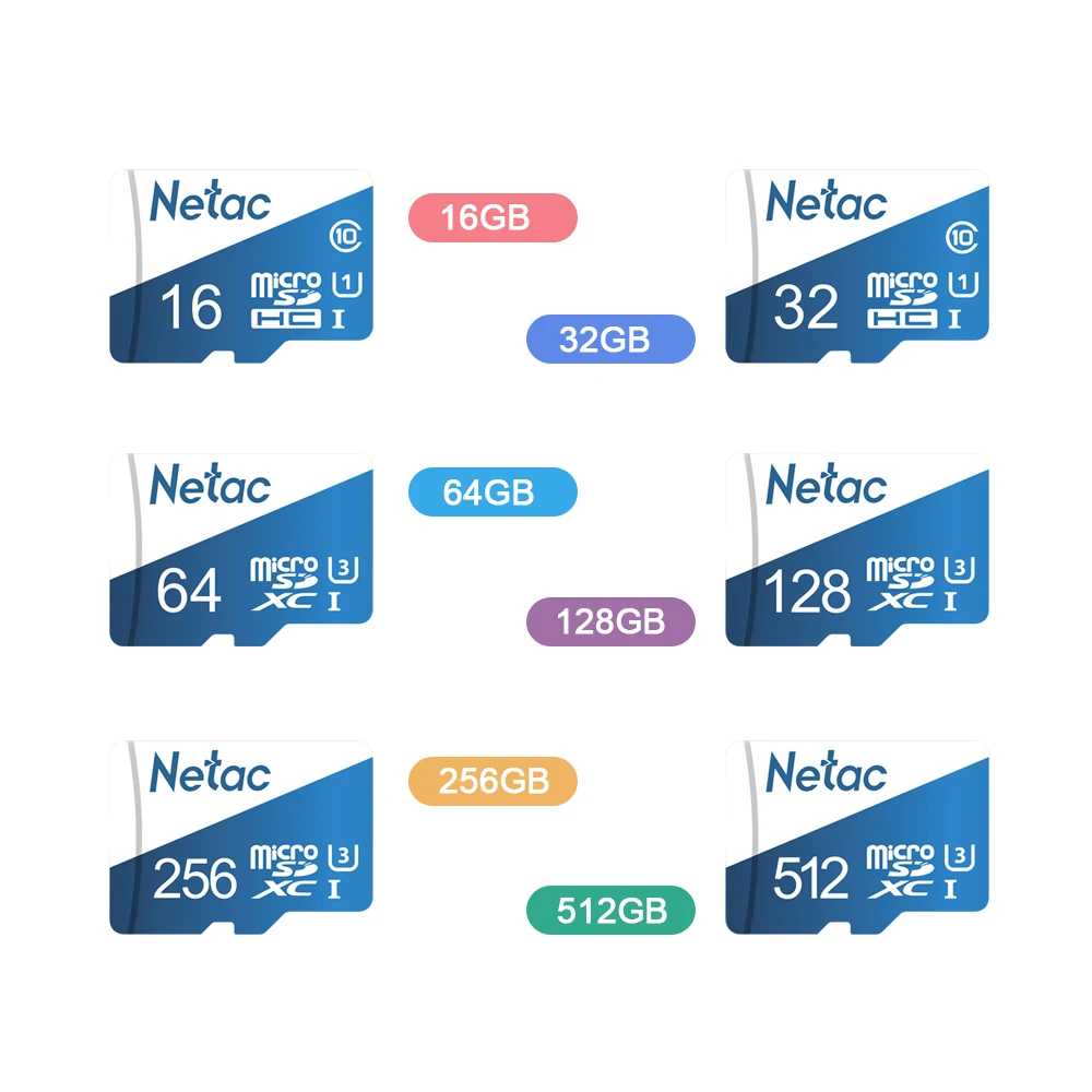Netac P500 Micro SD XC TF карты за рубежом версия Class 10 16 Гб оперативной памяти, 32 Гб встроенной памяти, 64 ГБ 128 ГБ 256 ГБ флэш-память для хранения данных 80 МБ/с