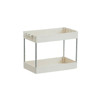 

Gap Storage Rack Kitchen Slim Slide Tower Wheels Space Saving Organizer Movable Assemble Plastic Bathroom Shelf 2-Layer