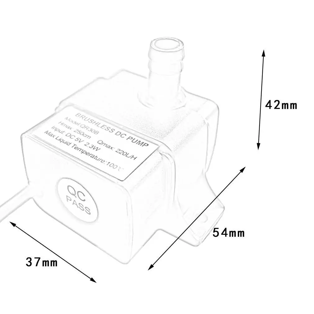 Низкая Шум QR30B DC 5V 2 3 W 220L/ч Водонепроницаемый IP68 Процессор безщеточный Водяной