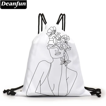 

Deanfun Drawstring Bag White 3D Printed Polyester Bag Drawstring Art Line Storage Backpack For Women D60470