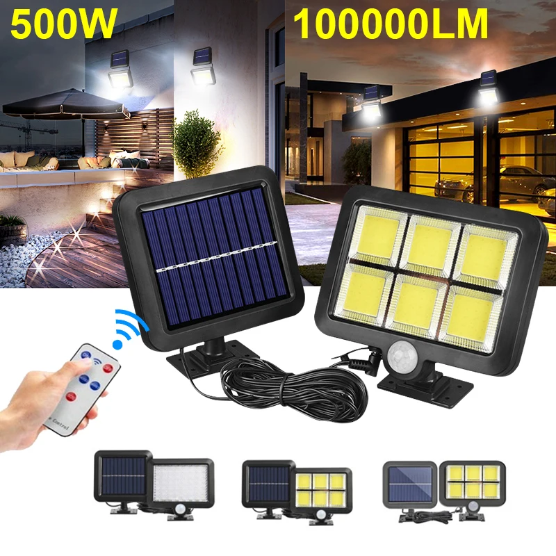 2022 Powerful 120 LED 500W Solar Lamp Outdoor IPX6 Waterproof PIR Motion Sensor Remote Control Street Light Garden Decoration | Лампы и