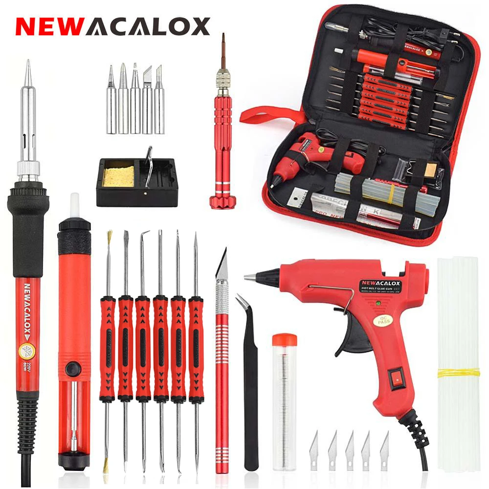 Newacalox Eu/us 60w Diy Adjustable Temperature Electric Soldering Iron