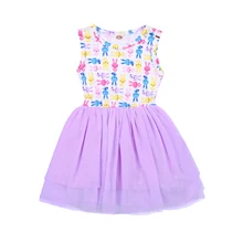 

Kids Dresses Girls Cartoon Rabbit Print Round Collar Sleeveless Sundress for Summer Fall Purple