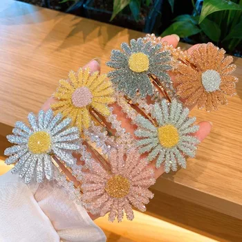 

2020 Summer Fresh Daisy Hairpin Crystal BB Clip Flower Bling Side Clip Headdress Snap Barrette Stick Hair Styling Accessories