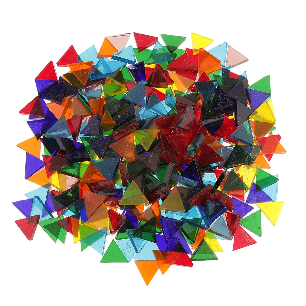 320g Assorted Color Triangle Rhombus Glass Mosaic Tiles Pieces DIY Crafts