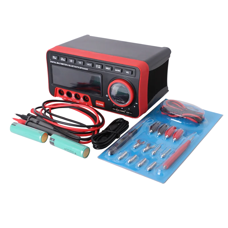 RM123 With 16pcs set RICHMETERS Цифровой мультиметр 19999 вольтметр тестер зонды 1,2 м синий зуб динамик авто-диапазон Аналоговый амперметр - Цвет: RM123 With 16pcs set