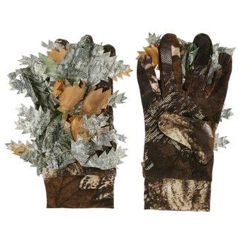 

3D Leafy Anti Slip Camouflage Decoying Camping Tactical Full Finger Jungle Shooting Sweat Absorbent Stretch Hunting Gloves