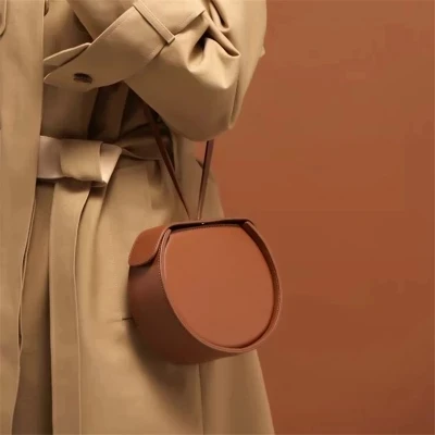 

Chic Pink Saddle Bag Circular stereo Women Vintage Leather Handbag Double Use Girls Crossbody female messenger bags