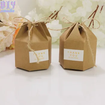 

100pcs Kraft paper Wedding Favor Candy Boxes hemp string Bride Baby Birthday Shower Party Favour Holder Sweet Candy Box Gifts