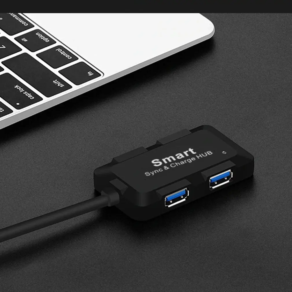 4 порта USB 3,0 Супер Скоростной концентратор питание портативный тонкий Встроенный кабель расширения данных синхронизации зарядки адаптер