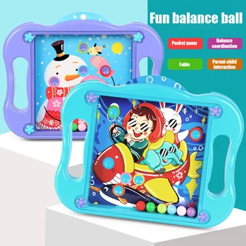 

Ball Balance Puzzle Game Labyrinth Board Toys Puzzle Ball Brain Teasers with 10 Game Scenes Cards S7JN