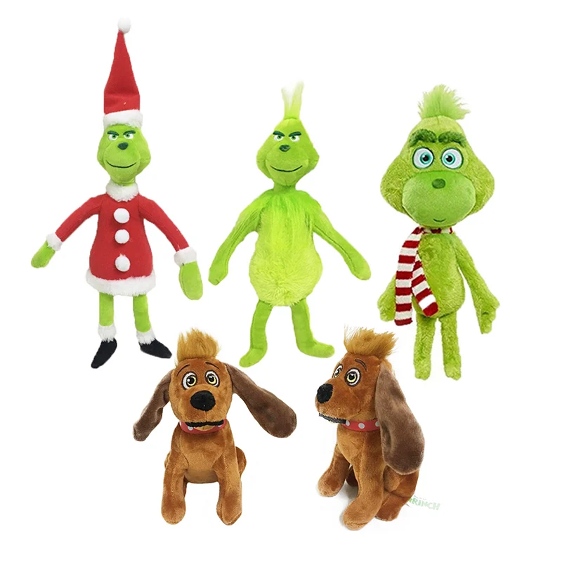 18-40CM Grinch Plush Toys How the Grinch Stole Christmas Grinch Max Dog Plush Doll Toy Soft Stuffed Toys for Children Kids Gift