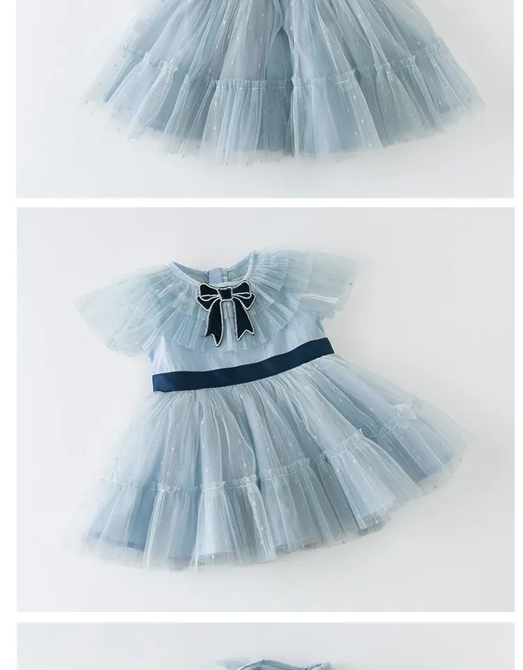 fashion baby girl skirt DB13090 dave bella summer baby girl's princess bow solid mesh dress children party fashion dress kids infant lolita clothes baby girl skirt clothes