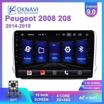 

OKNAVI 9'' 2 Din Android 9.0 Car DVD Multimedia GPS Player For Peugeot 2008 208 2014-2018 Car Radio Stereo Head Unit Navigation